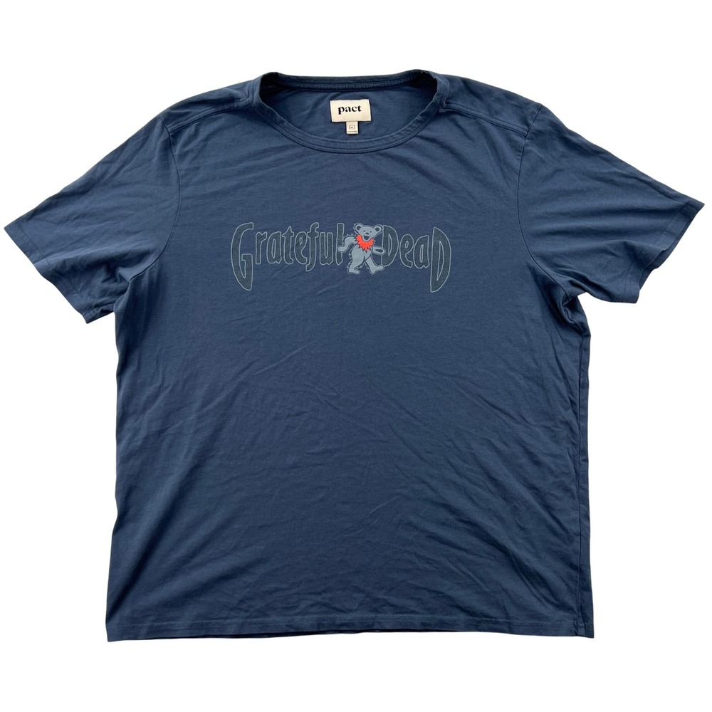 Pact Grateful Dead Organic Cotton T-Shirt Mens XL Navy Blue Dancing Bear Graphic